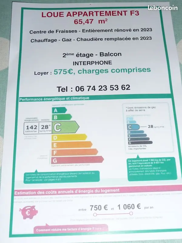Appartement 3 pièces · 65 m², Fraisses